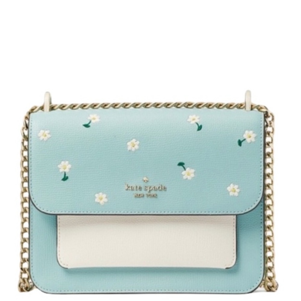 NWT Kate Spade Remi Daisy Embroidered Leather Chain Crossbody in Aphrodite